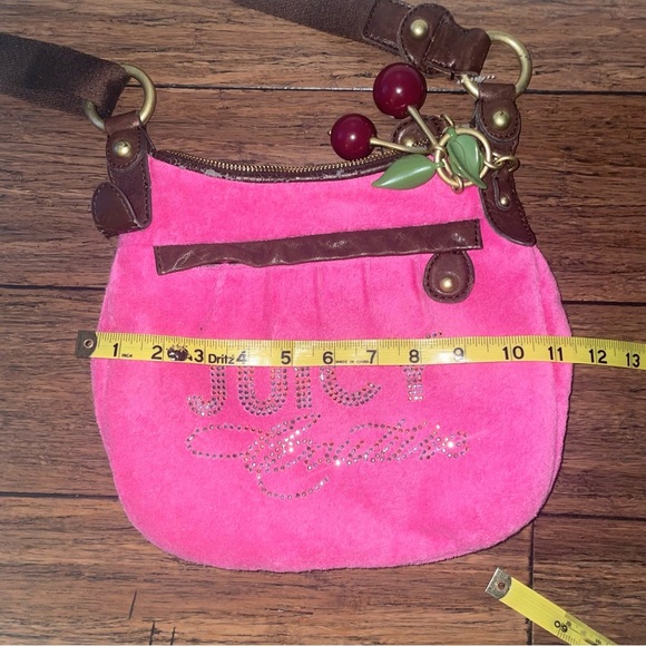 Vintage pink Juicy Saddle bag messenger y2k crossbody cherry charm juicy couture - Picture 4 of 13